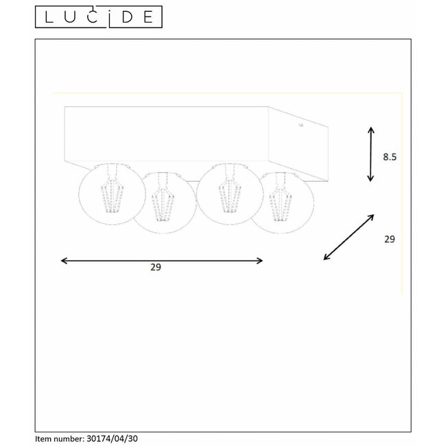 SURTUS - Plafonnière - 4xE27 - Zwart - 30174/04/30