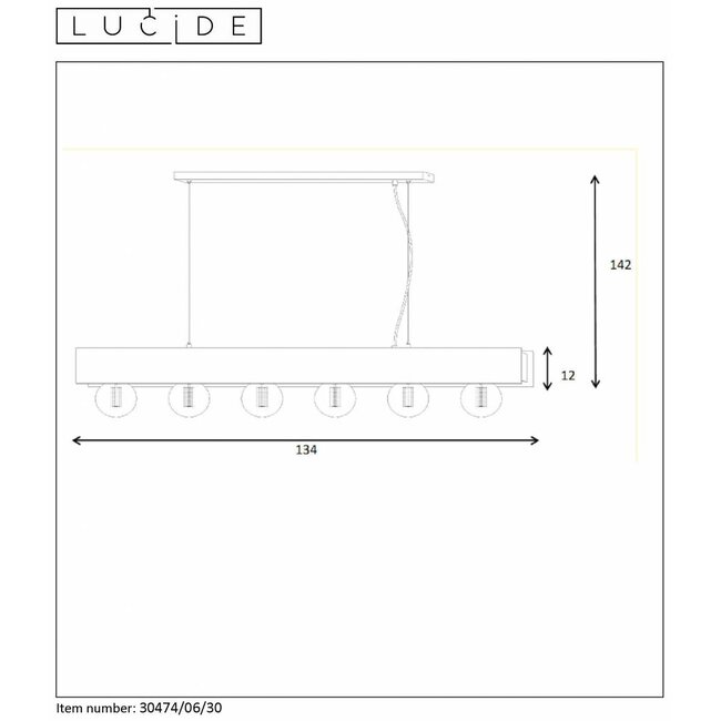 SURTUS - Hanglamp - 6xE27 - Zwart - 30474/06/30