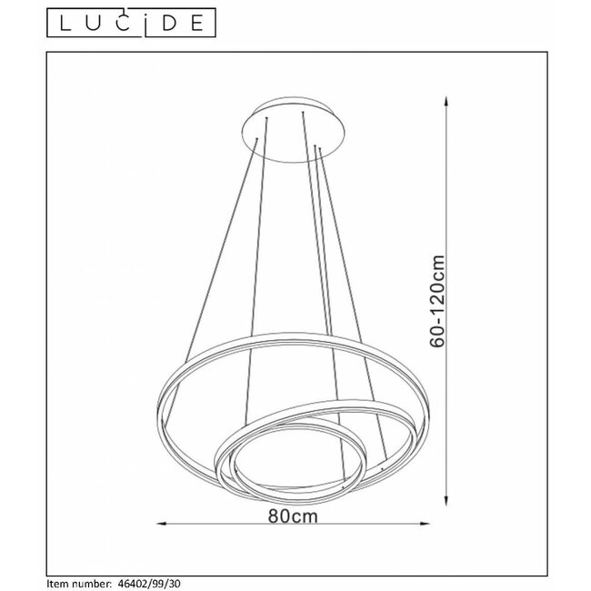 TRINITI - Lampe à suspension - Ø 80 cm - Dimensions LED. - 3000K - Noir - 46402/99/30