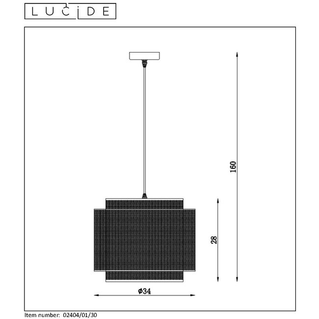 ORRIN - Hanging lamp - Ø 34 cm - E27 - Black - 02404/01/30