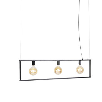 QAZQA Lampe suspension moderne 3 lumières 120cm E27 noire - Simple Cage - 97941