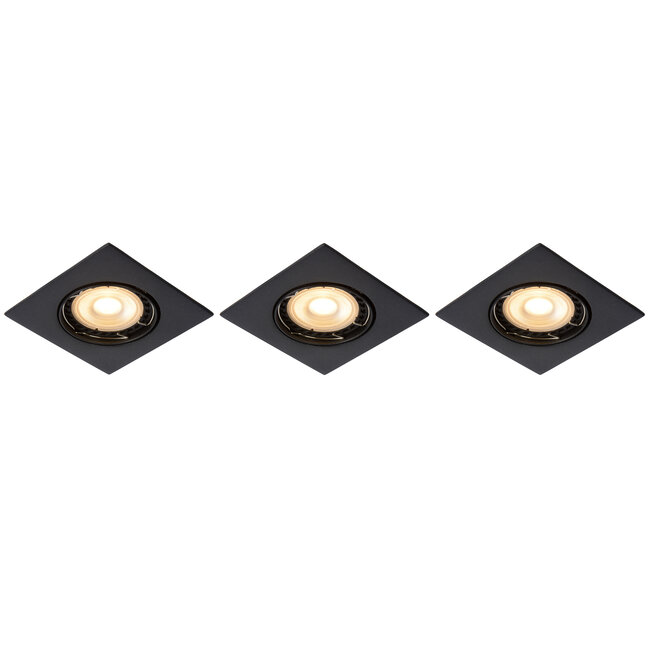 FOCUS - Inbouwspot - LED Dimb. - GU10 - 3x5W 3000K - Zwart - Set van 3 - 11002/15/30