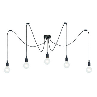 Lucide FIX MULTIPLE - Hanging lamp - 5xE27 - Black - 08408/05/30