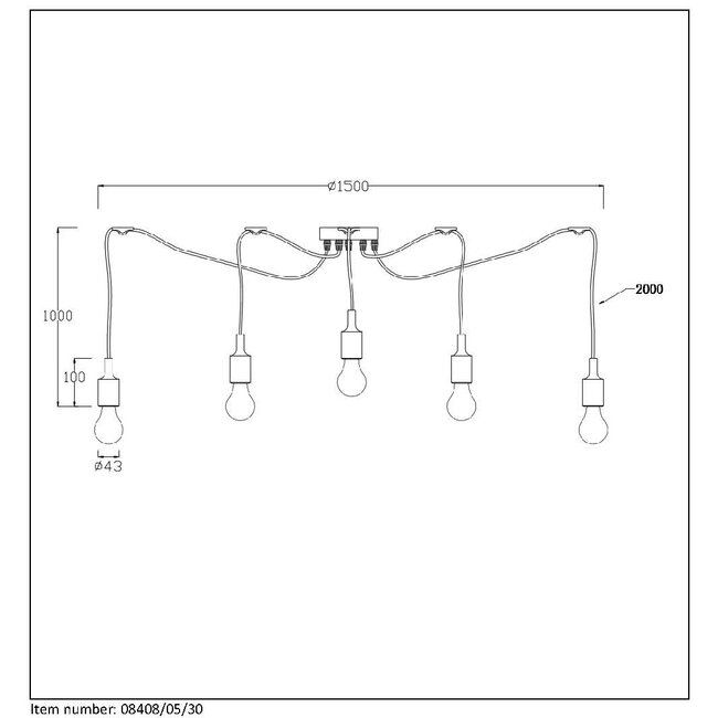 FIX MULTIPLE - Hanglamp - 5xE27 - Zwart - 08408/05/30