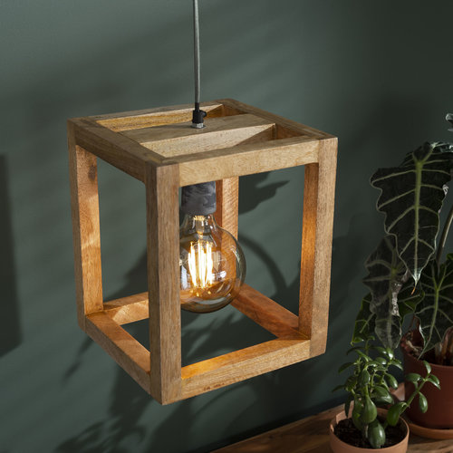LioLights Vintage hanging lamp 1x wooden frame