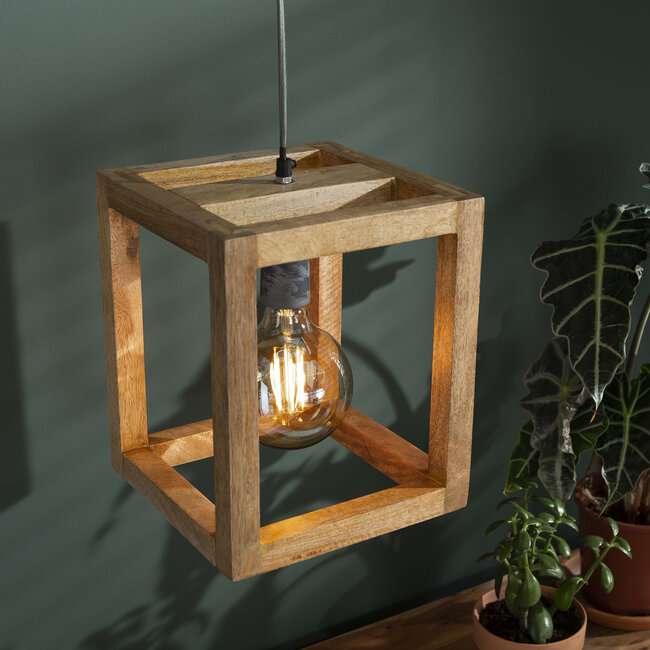 Vintage Hanglamp 1x houten frame