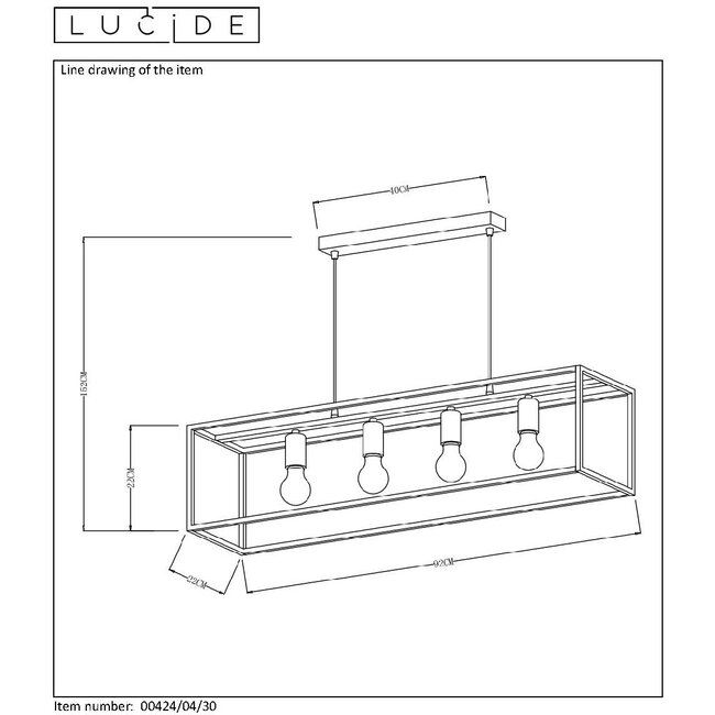 RUBEN - Pendant lamp - E27 - Black - 00424/04/30