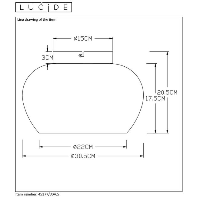 JUDI - Ceiling light - Ø 30,5 cm - E27 - Fumé - 45177/30/65
