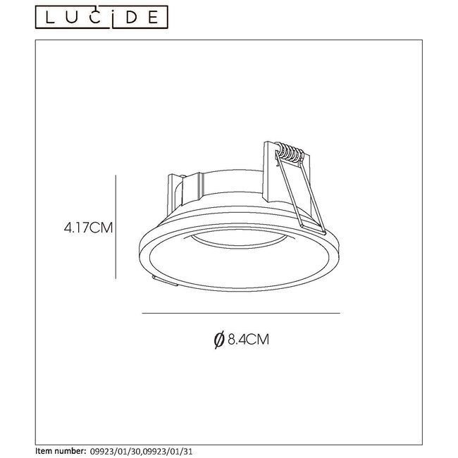 ZIVA - Spot encastrable Salle de bain - Ø 8,5 cm - GU10 - IP44 - Blanc - 09923/01/
