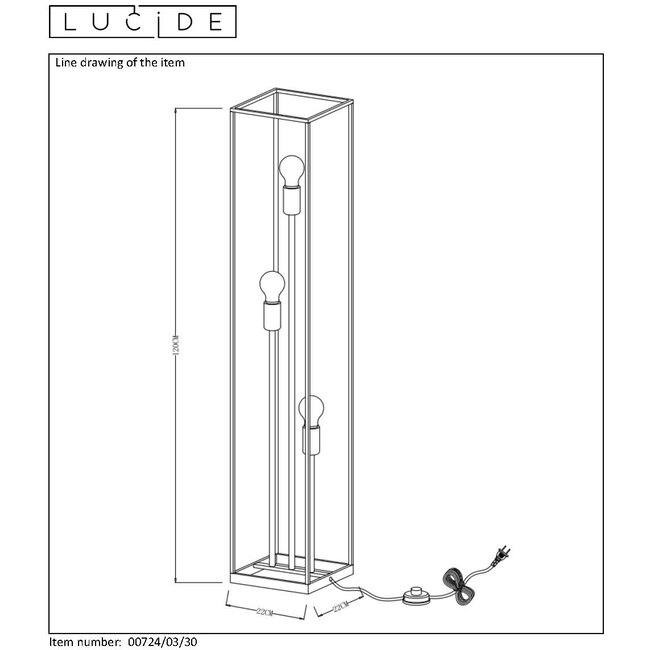 RUBEN - Floor lamp - E27 - Black - 00724/03/30