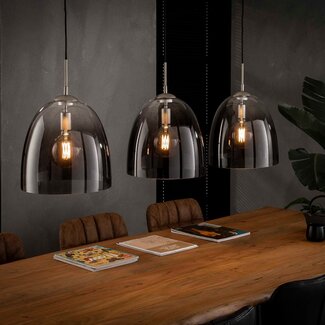 LioLights Hanglamp 3xØ33 shaded ovaal glas