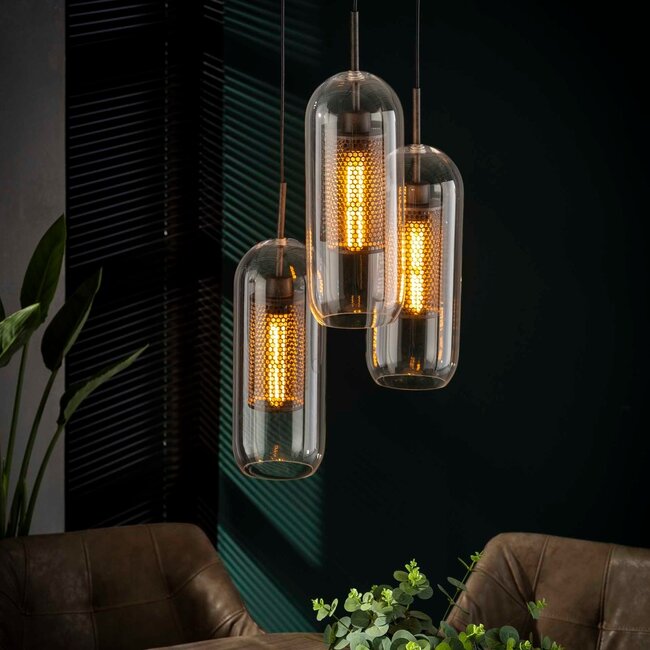 Hanglamp 3xØ15 getrapt cilinder glas