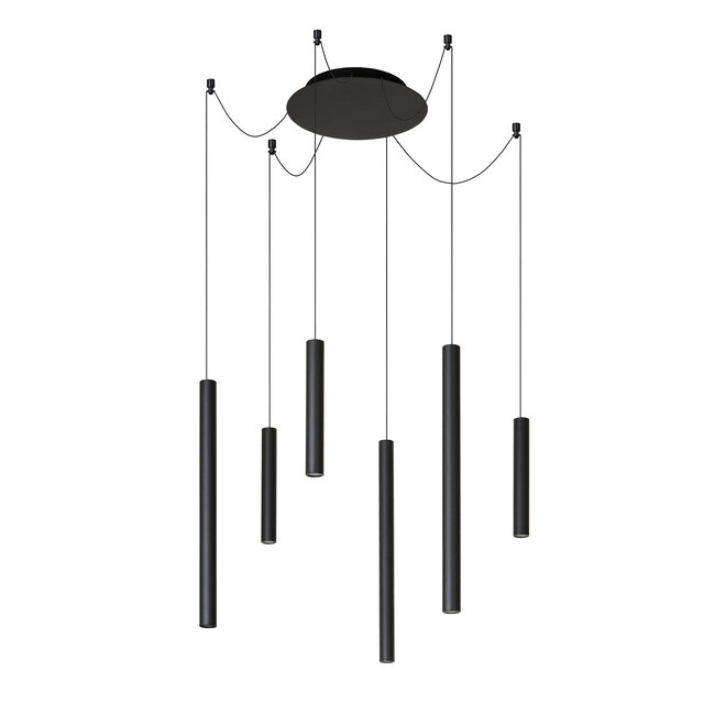 LORENZ - Lampe à suspension - LED Dim. - 6x4W 3000K - Noir - 74403/06/30