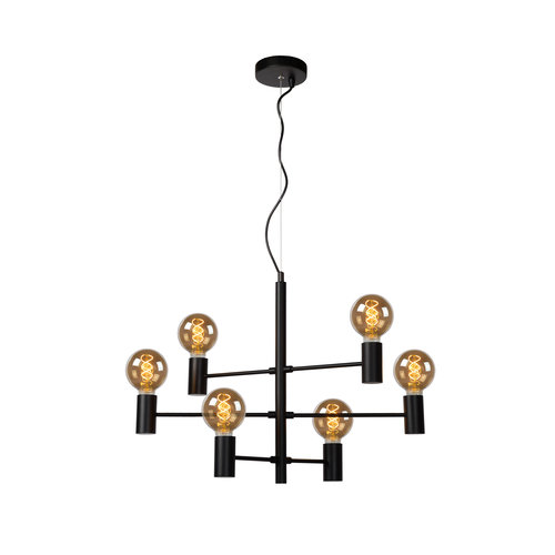 Lucide LEANNE - Hanglamp - 6xE27 - Zwart - 21421/06/30 Lucide LEANNE - Hanglamp - 6xE27 - Zwart - 21421/06/30
