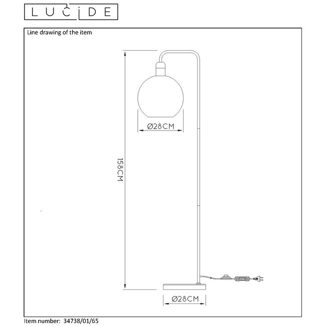 JULIUS - Vloerlamp - E27 - Fumé - 34738/01/65