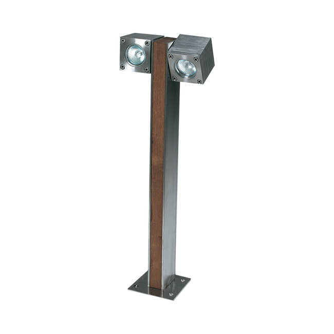 Q-bic 60 garden post Teak / Polished stainless steel