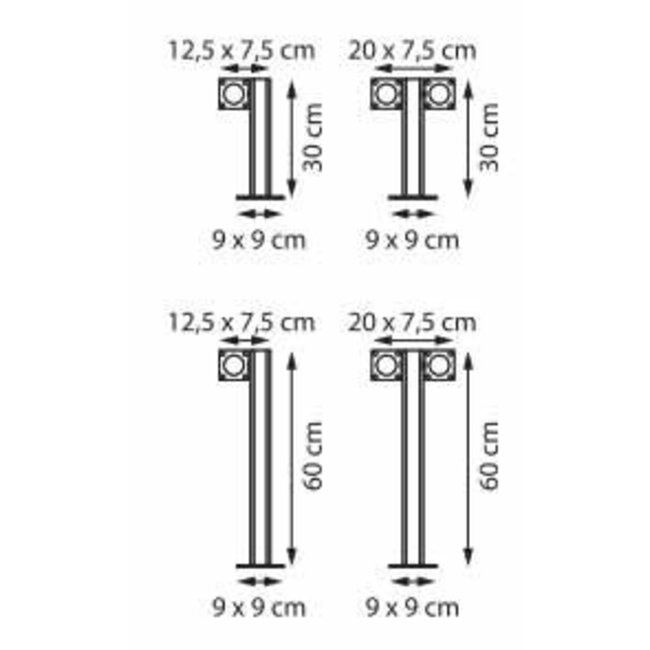 Q-bic 30 garden post Teak / Polished stainless steel