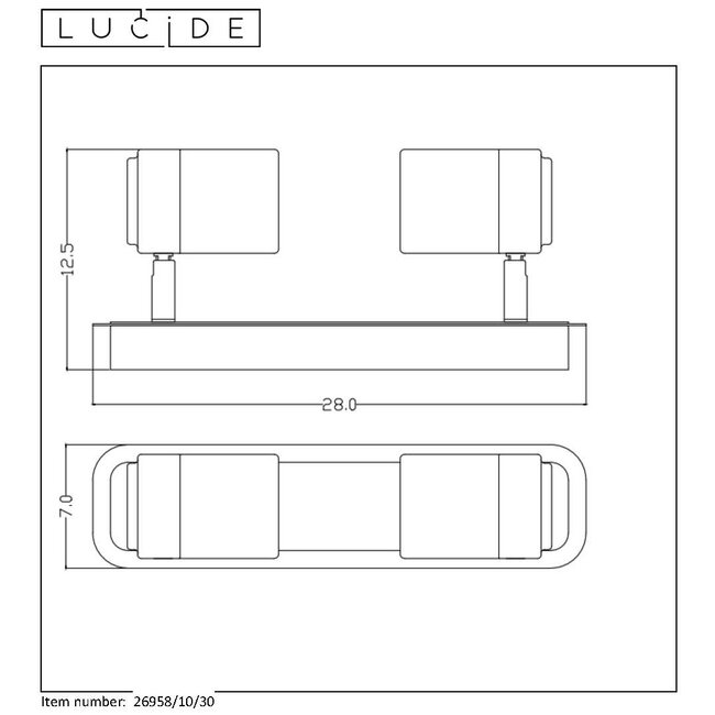 LENNERT - Ceiling spotlight Bathroom - LED Dim. - GU10 - 2x5W 3000K - IP44 - Black - 26958/10/30