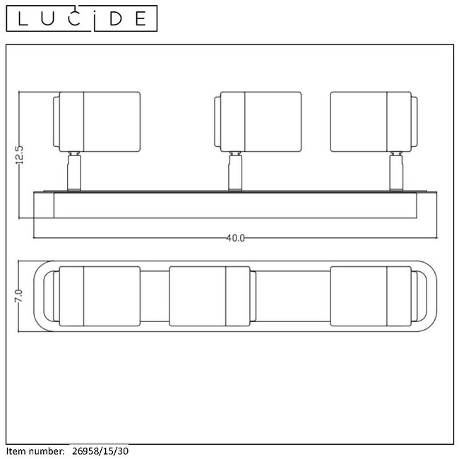 LENNERT - Spot de plafond Salle de bain - LED Dim. - GU10 - 3x5W 3000K - IP44 - Noir - 26958/15/30