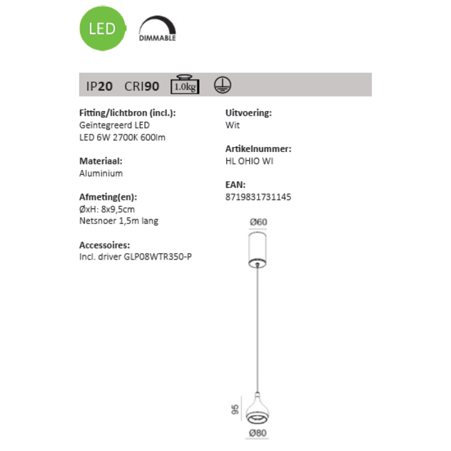 LED hanging lamp HL OHIO WI