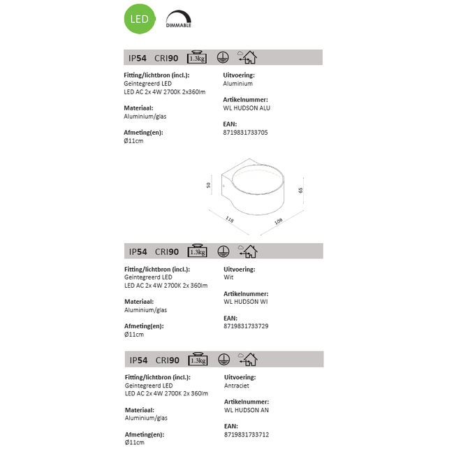 LED Wall Lamp Hudson IP54