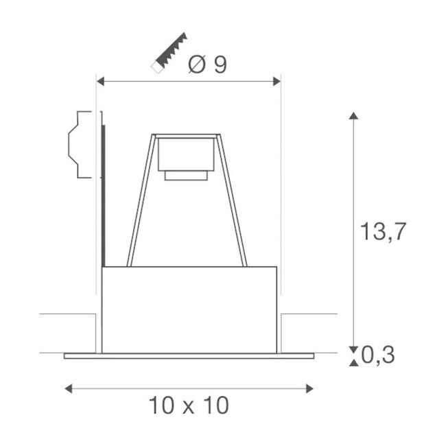INDI REC 1S QPAR51 recessed spotlight GU10 black