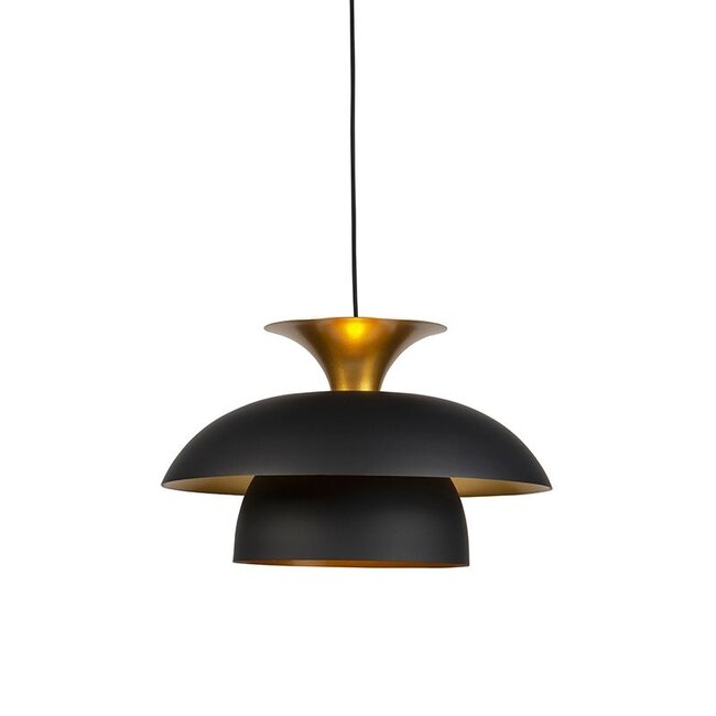 Modern round hanging lamp black with gold 3-layer - Titus