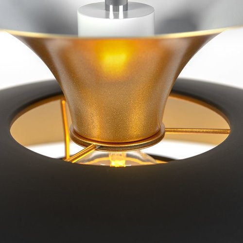 QAZQA Modern round hanging lamp black with gold 3-layer - Titus