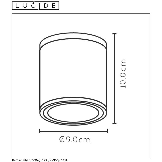 AVEN - Ceiling spotlight Bathroom - Ø 9 cm - GU10 - IP65 - White