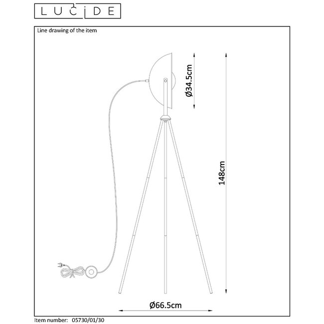 ALVARO - Floor lamp - E27 - Black - 05730/01/30