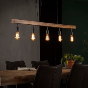 LioLights Vintage hanging lamp 5L wooden beam