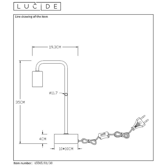 LORIN - Lampe à poser - 1xE27 - Noir - 45565/01/30
