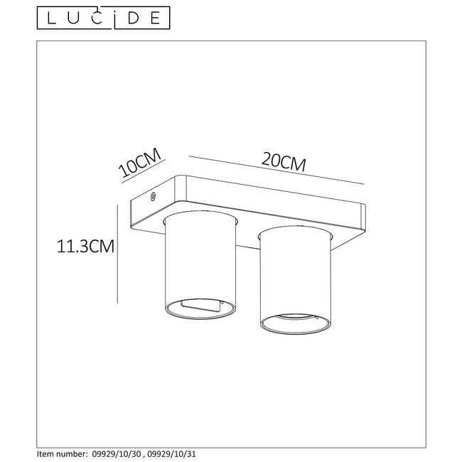 NIGEL - Ceiling spotlight - LED Dim to warm - GU10 - 2x5W 2200K/3000K - White - 09929/10/31