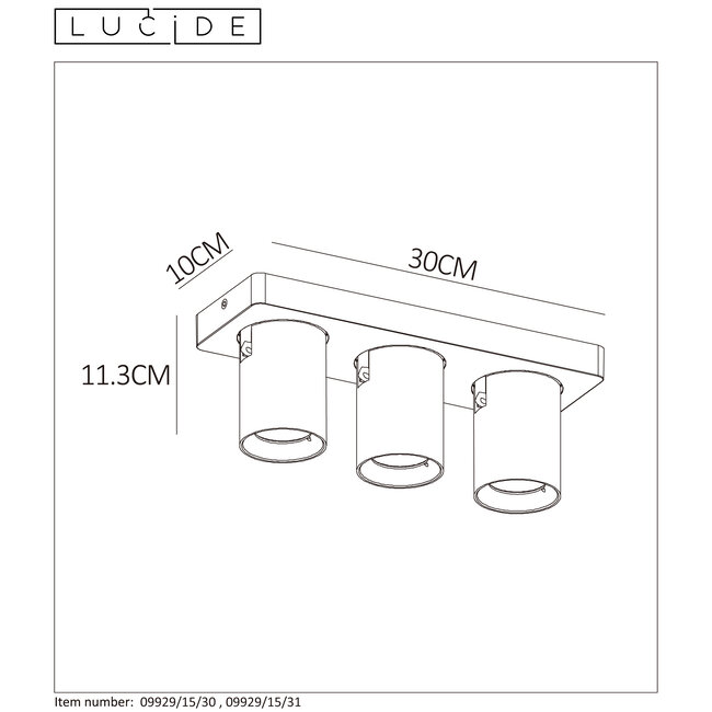 NIGEL - Spot de plafond - LED Dim to warm - GU10 - 3x5W 2200K/3000K - Noir