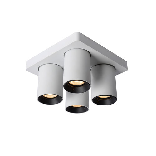Lucide NIGEL - Plafondspot - LED Dim to warm - GU10 - 4x5W 2200K/3000K - Wit Lucide NIGEL - Plafondspot - LED Dim to warm - GU10 - 4x5W 2200K/3000K - Wit