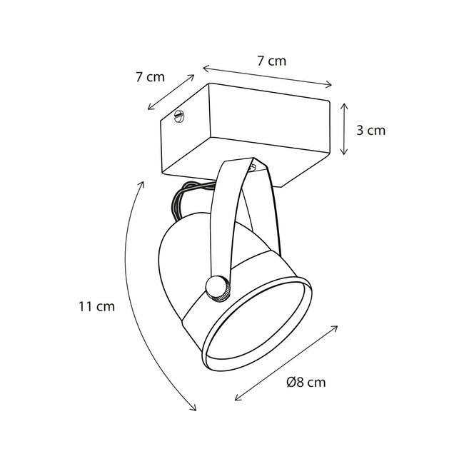 LED surface-mounted spotlight COMÈTE ON SQUARE BASE