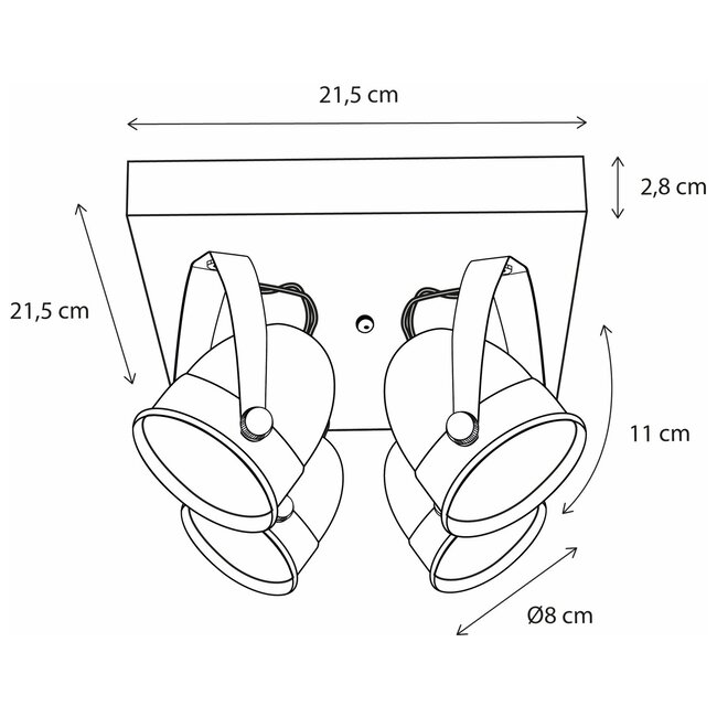 Projecteur LED en saillie COMÈTE SUR BASE CARRÉE GRAND