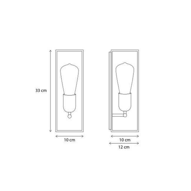 Vitrine pour lampe murale rurale 1L, petit modèle extérieur