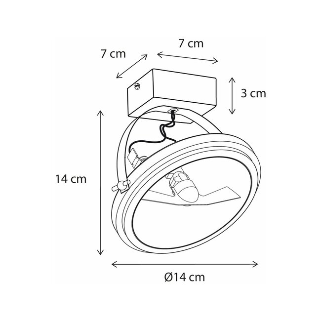 Surface-mounted spotlight CENTONZE ON SQUARE BASE