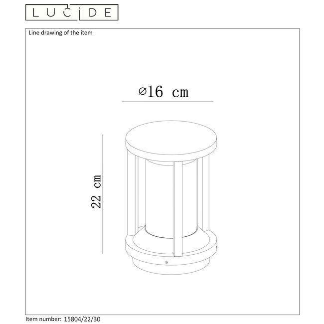 CADIX - Lampadaire Outdoor - Ø 16 cm - E27 - IP65 - Noir - 15804/22/30