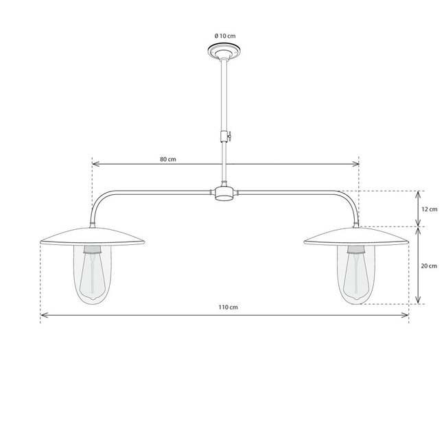 Country pendant lamp ELÉBASE DOUBLE PENDANTE
