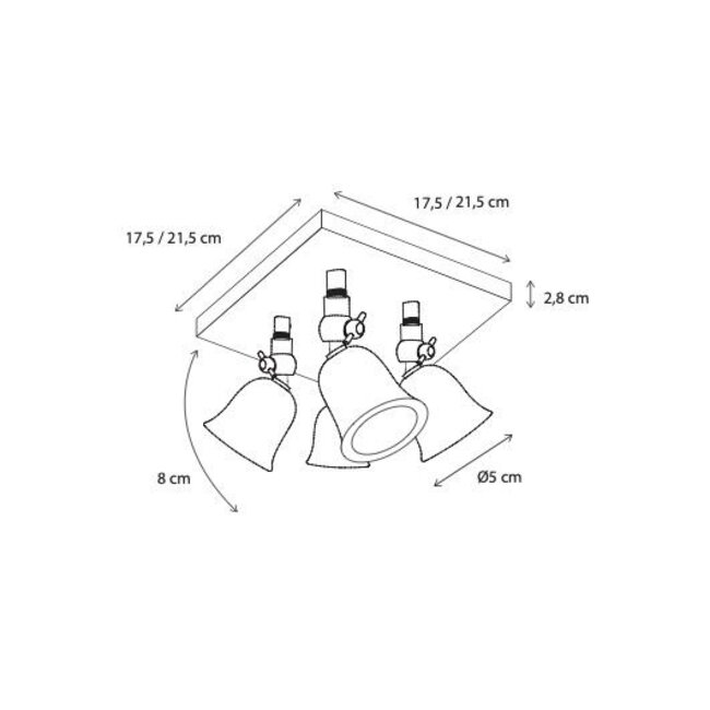 Surface-mounted spotlight FLEURE ON SQUARE BASE LARGE 4L