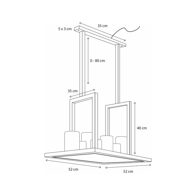 Landelijke Led hanglamp Bellefeu Suspension Carré