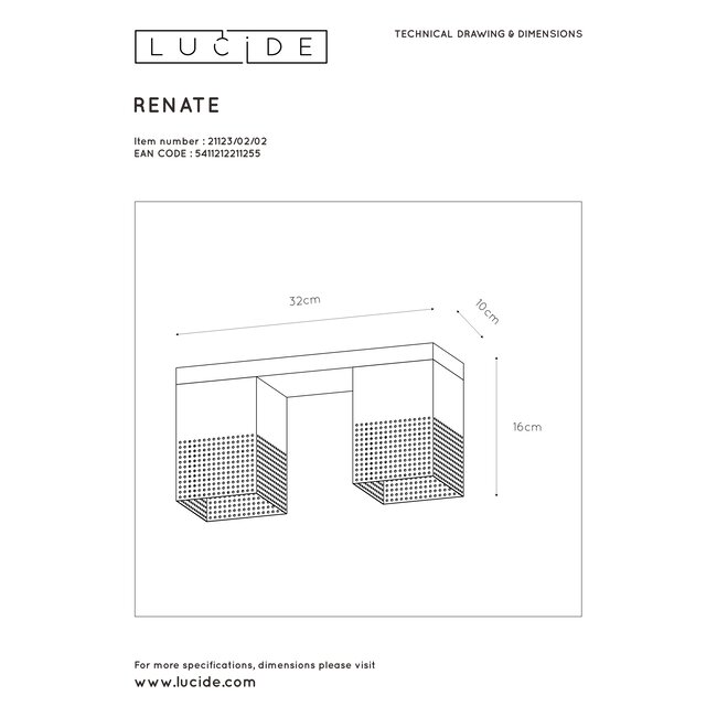 RENATE - Ceiling light - 2xE27 - Black - 21123/02/02