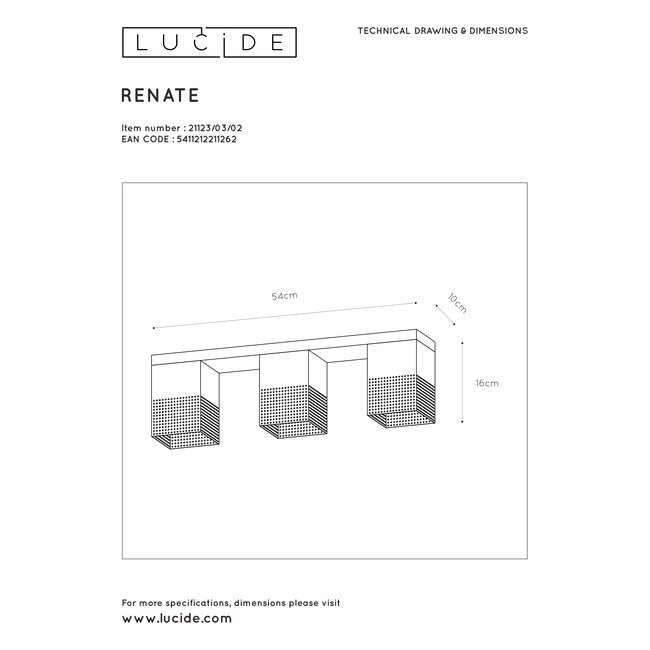 RENATE - Ceiling lamp - 3xE27 - Black - 21123/03/02