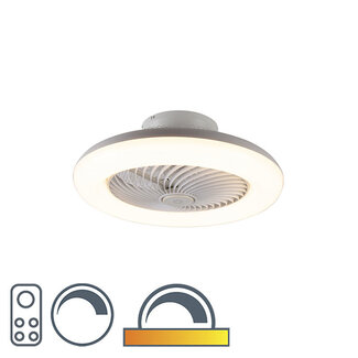 QAZQA Design ceiling fan white incl. LED dimmable - Clima