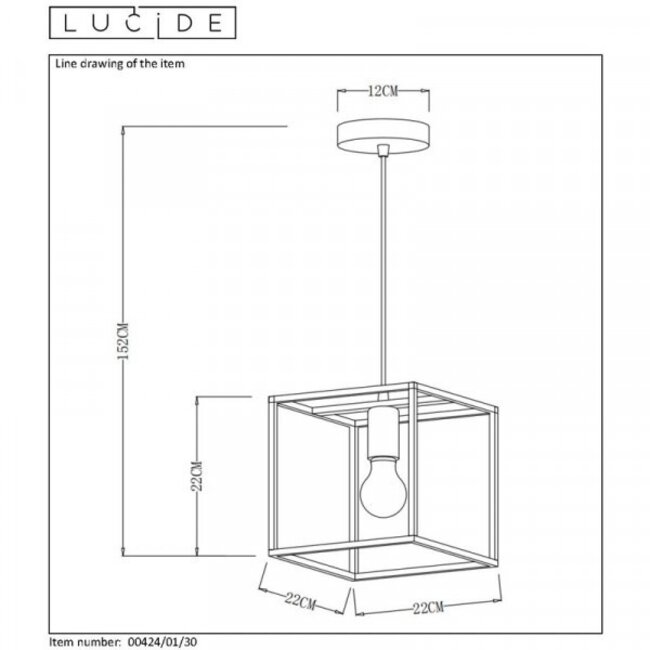 RUBEN - Hanglamp - 1xE27 - Zwart - 00424/01/30