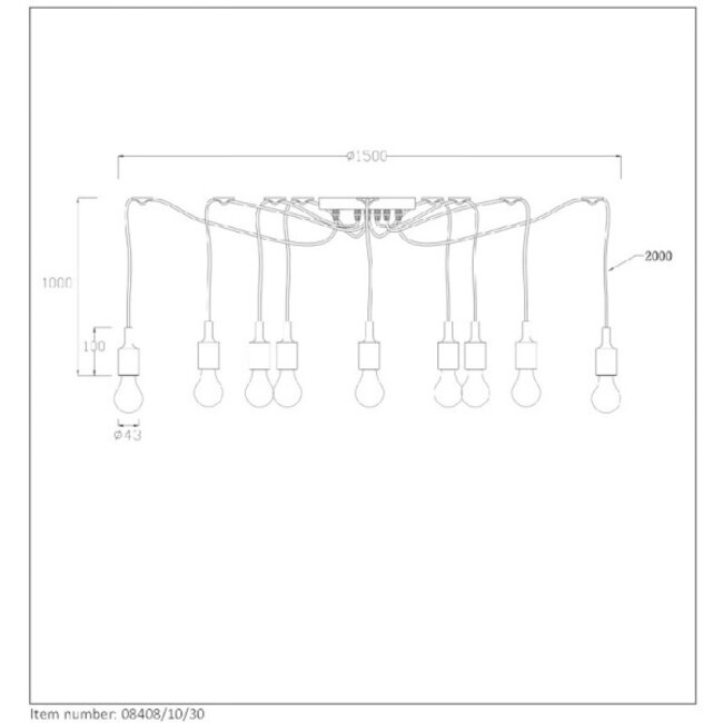 FIX MULTIPLE - Lampe à suspension - 10xE27 - Noir - 08408/10/30