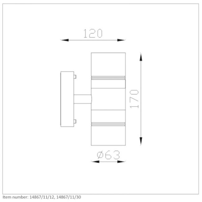 ARNE-LED - Wandspot Buiten - Ø 6,3 cm - LED - GU10 - 2x5W 2700K - IP44 - Zwart - 14867/11/30