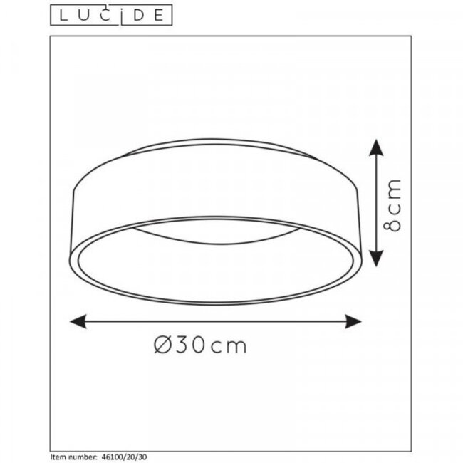 TALOWE LED - Plafonnière - Ø 30 cm - LED Dimb. - 1x20W 3000K - Zwart - 46100/20/30